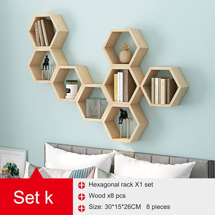 Amazon｜六角形セット、壁掛けハニカムファームハウス収納棚、寝室