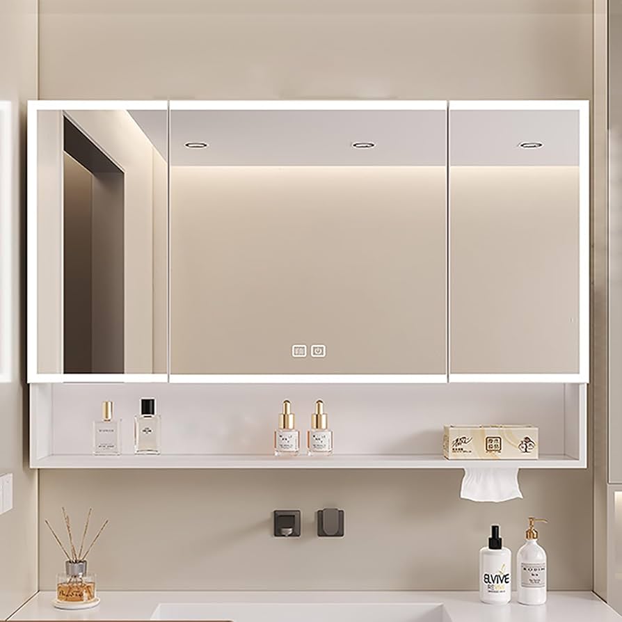 Amazon.co.jp: JSLJDM 多機能壁掛けミラーキャビネット,浴室お風呂 鏡