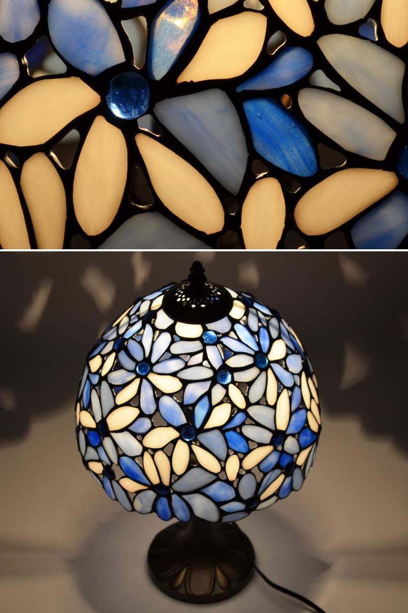 Amazon.co.jp : ステンドグラスランプ ハナハナ ブルー 間接照明