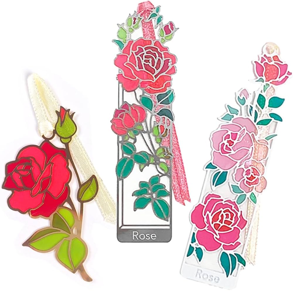Amazon | 智光 】 ステンドグラス 風 ブックマーカー (しおり) バラ 3