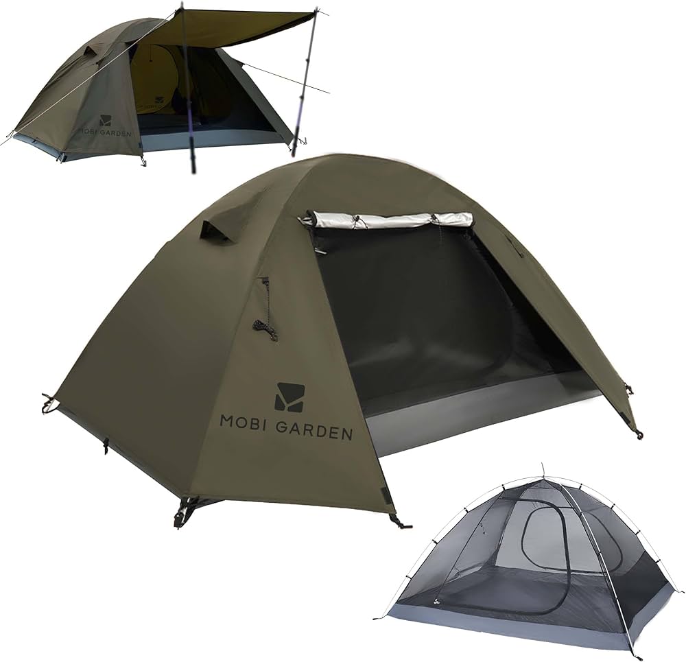 Amazon | MOBI GARDEN テント 2人用 軽量 コンパクト UVカット 二重層
