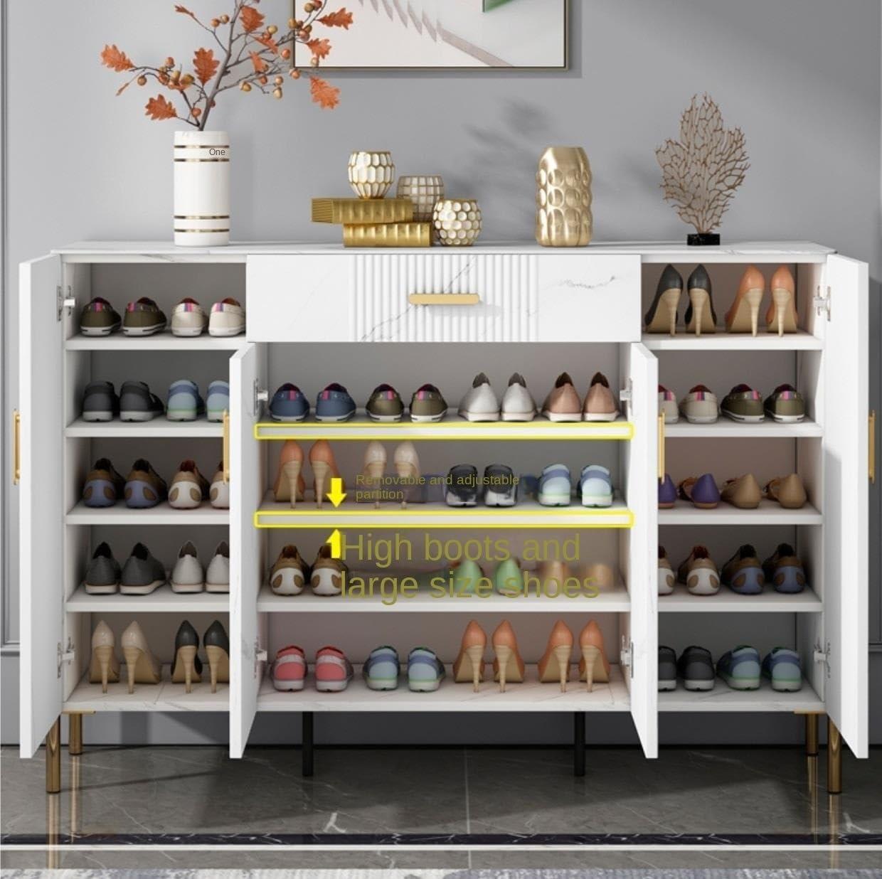 Amazon.co.jp: イタリアの高級ロックパネル靴収納キャビネット、大容量