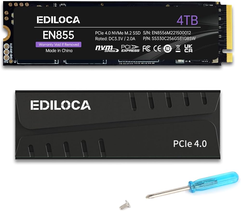Amazon | Ediloca EN855 SSD ヒートシンク付き 4TB PCIe Gen4x4 NVMe M