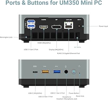 Amazon.co.jp: MINISFORUM DeskMini UM350 ミニpc DDR4 16GB 256GB SSD