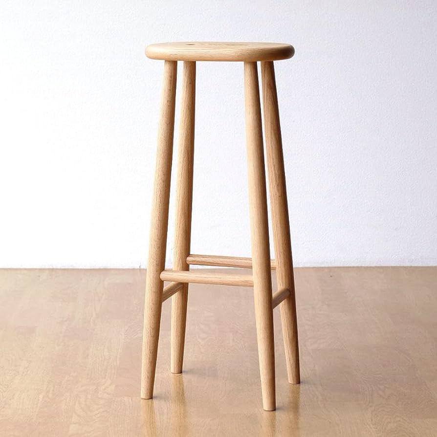 Amazon｜スツール オーク 天然木 木製 ウッド シンプル スリム ちょい