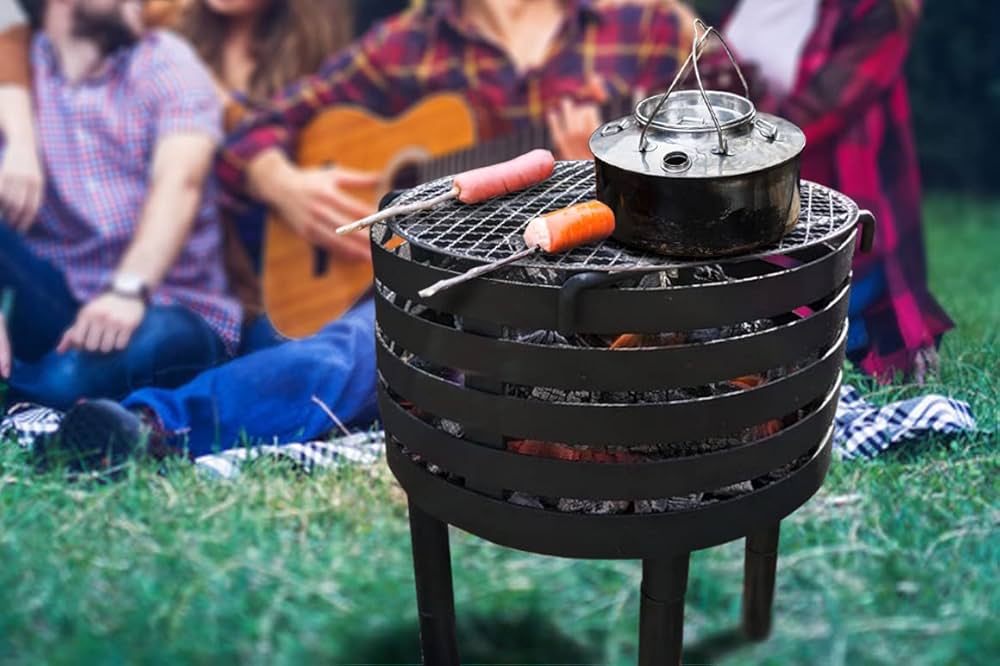 Amazon | 焚き火台 薪ストーブ キャンプ 頑丈 アイアンクラフト 五徳と