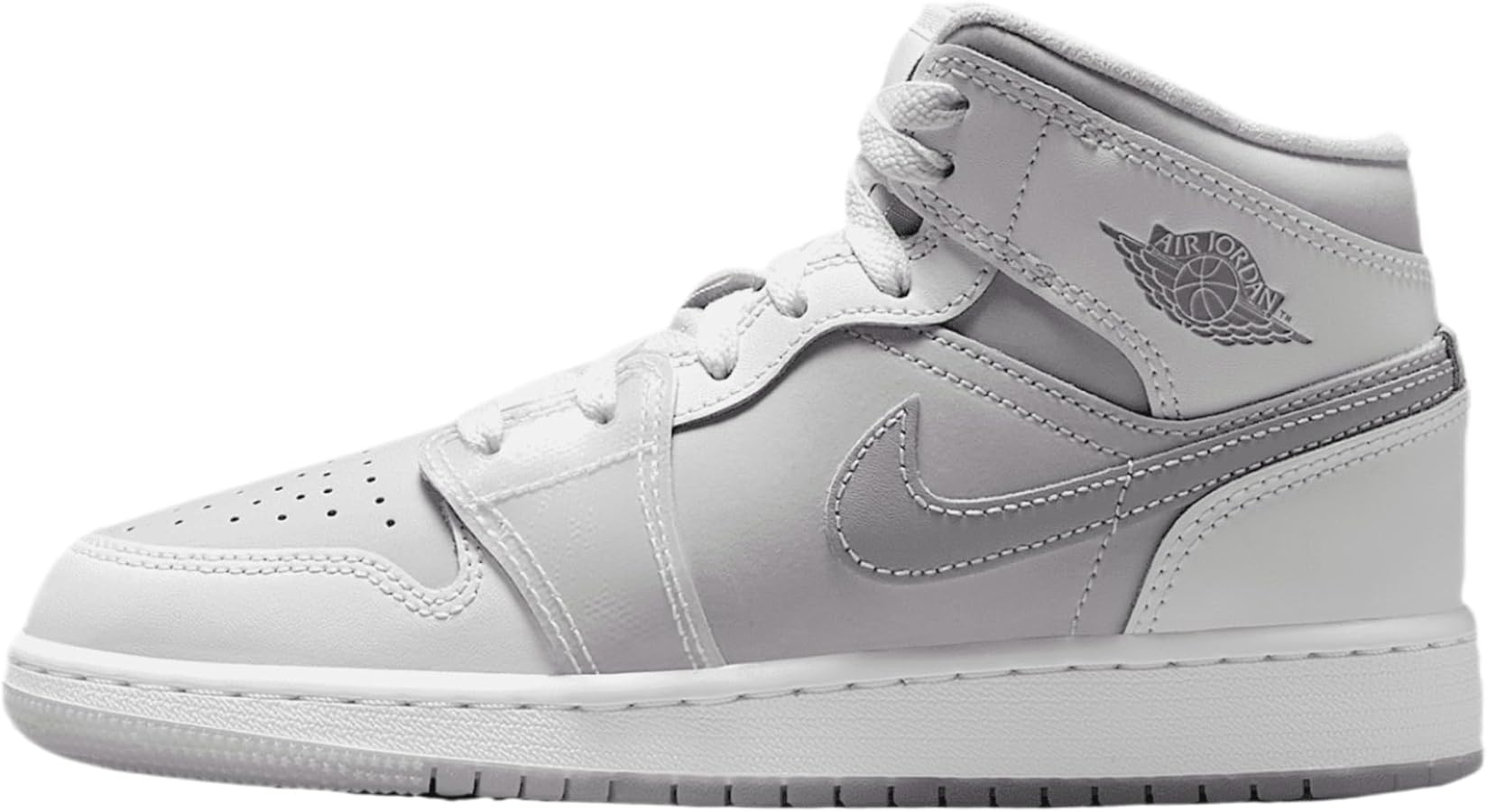 Amazon.com | Jordan Air 1 Mid Grade School Summit White/Metallic