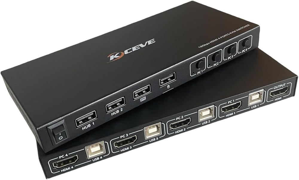 Amazon.co.jp: KCEVE ホットキー KVM 切替器 4入力1出力 4K@60Hz HDMI