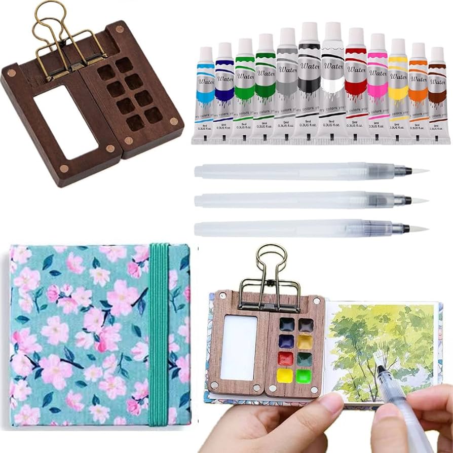 Amazon.co.jp: ポータブルスケッチブックパレットセット8グリッドミニ