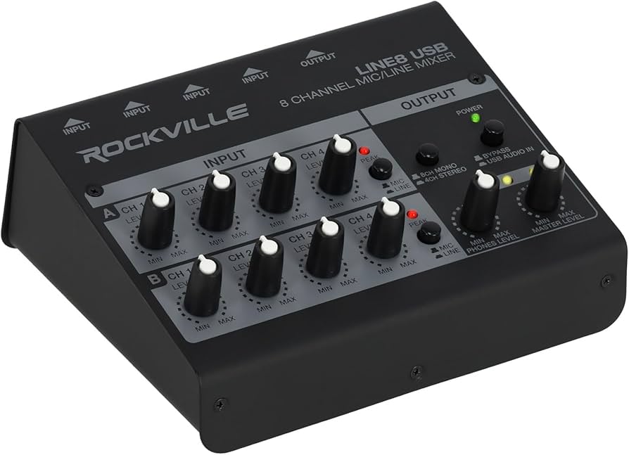 Amazon.com: Rockville LINE8 USB 8 Channel Mic/Line Mixer with USB