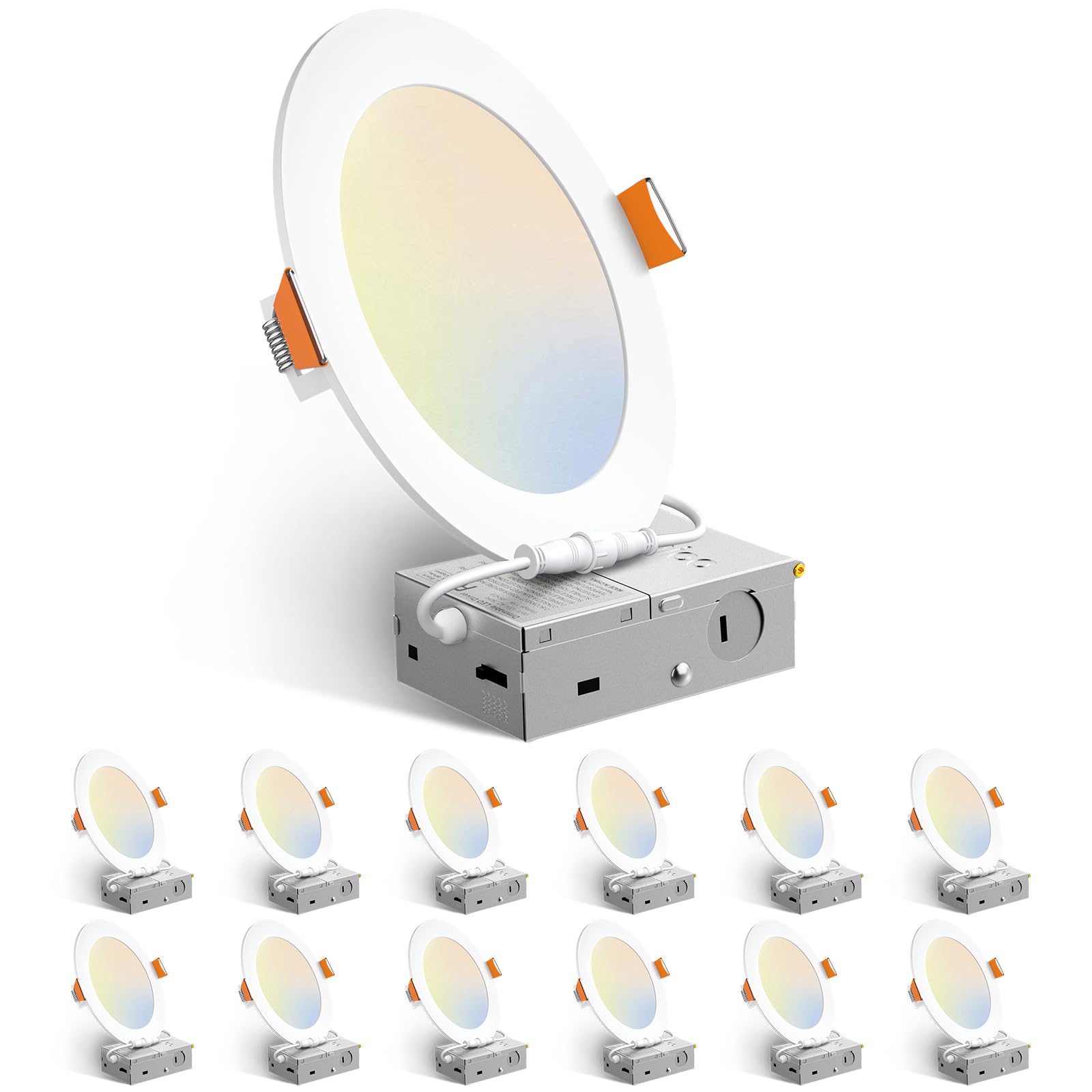 Amico 12 Pack 6 Inch 5CCT Ultra-Thin LED Recessed Ceiling Light