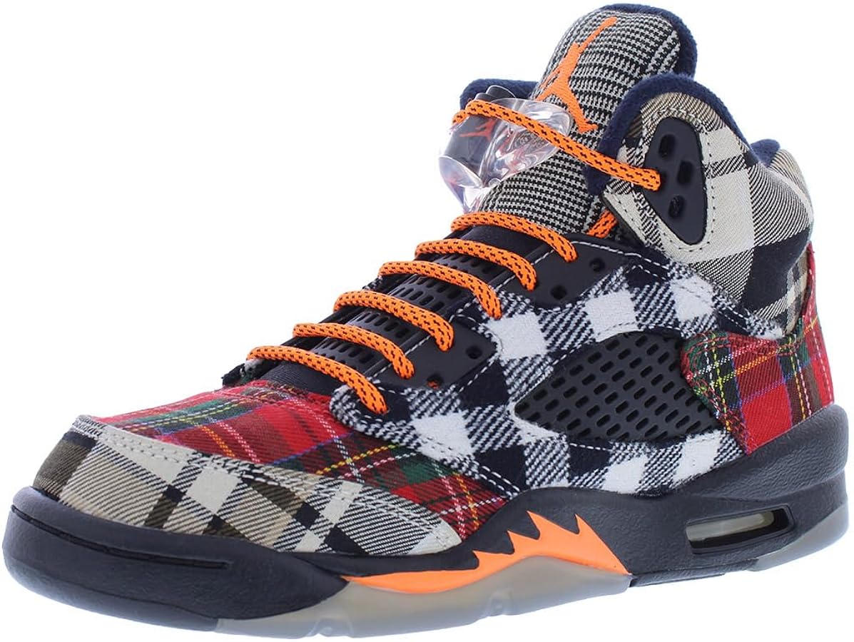 Amazon.com | NIKE Air Jordan 5 Retro Plaid (GS), Black/Total