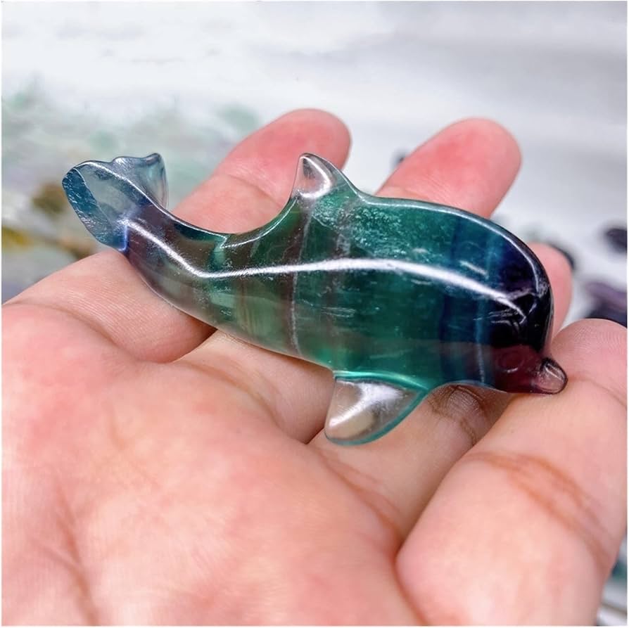 Amazon.co.jp: 1PC 天然水晶蛍石イルカ置物宝石クォーツカラフルな石の