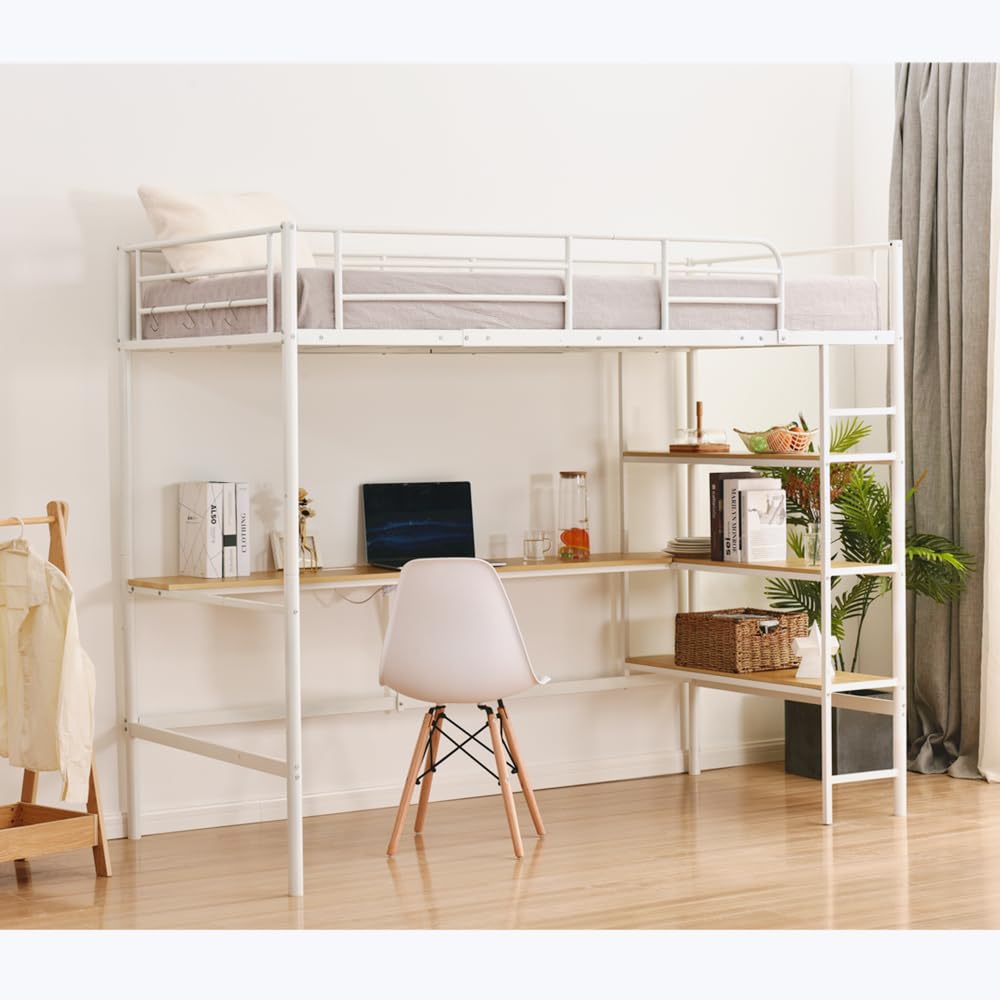 Amazon.co.jp: ロフトベッド シングル システムベッド デスク付き 収納