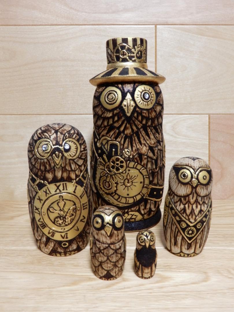 オクサナ・アキモワ マトリョーシカ スチームパンク風ふくろう梟