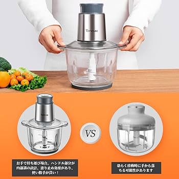 Amazon.co.jp: フードプロセッサー 2.0L大容量 チョッパー 300Wハイ