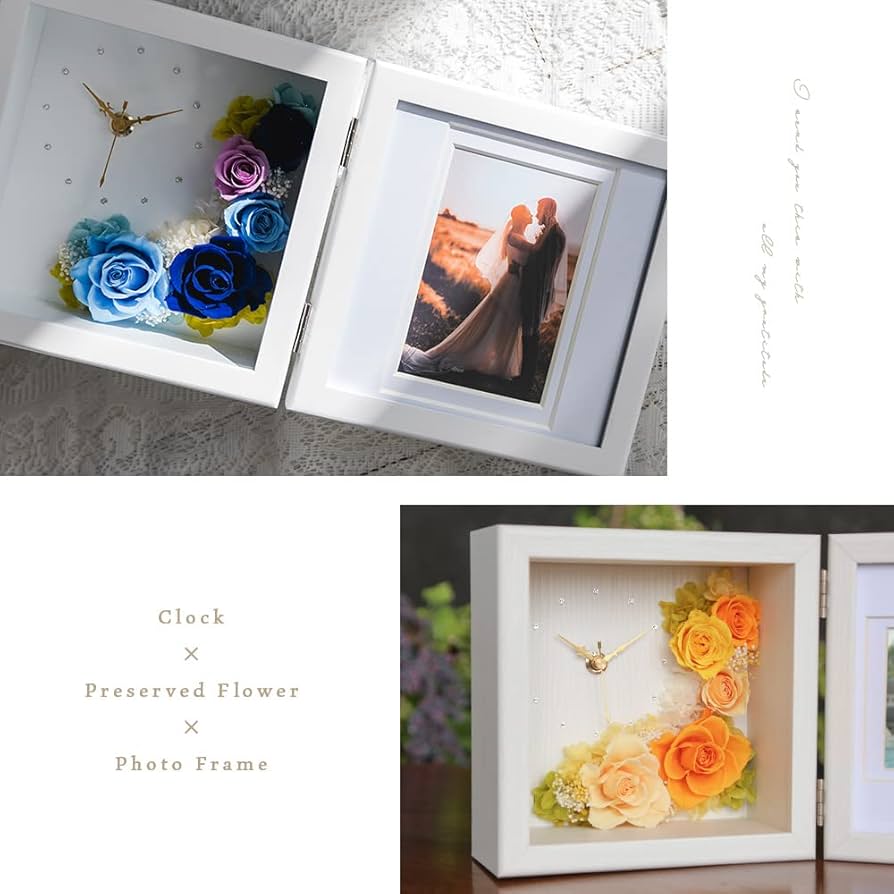 Amazon.co.jp: プリザーブドフラワーフォトクロック Arvo 【オリジナル