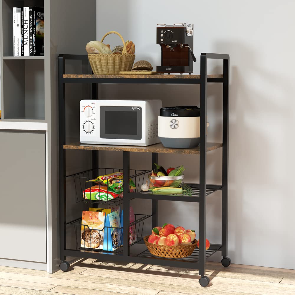 Amazon.co.jp: CJMM レンジ台 レンジラック キッチンワゴン