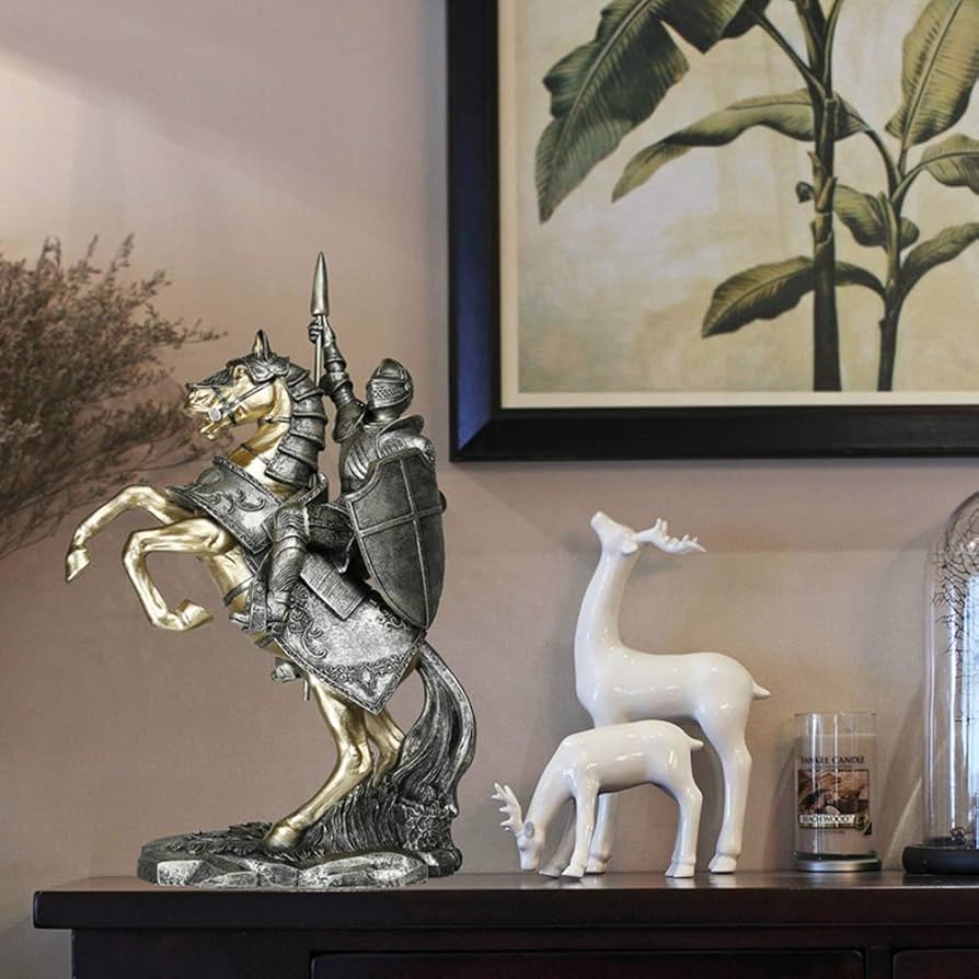 Amazon.co.jp: 騎士 像,中世 ジョースティングアーマードナイト 置物