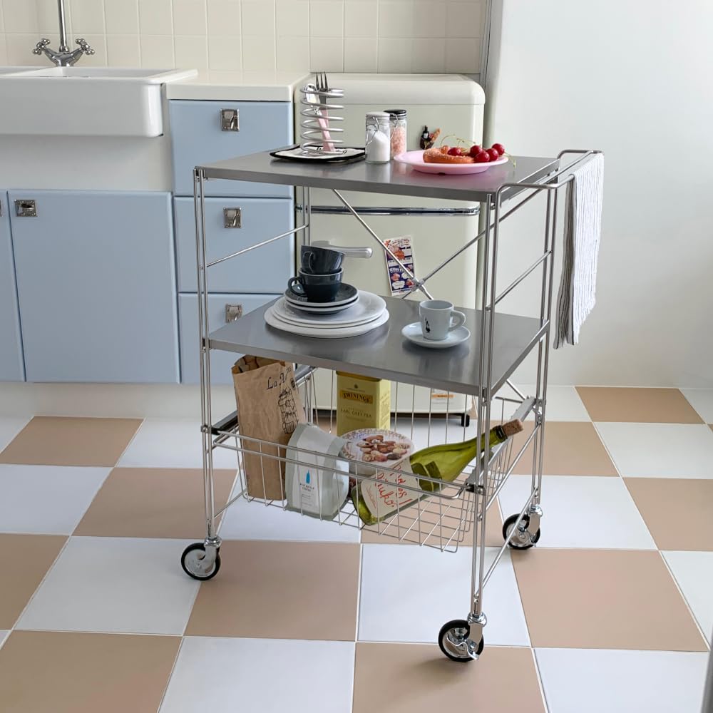 Amazon.co.jp: O'gre オグレ フラットステンレス3段トロリー 韓国