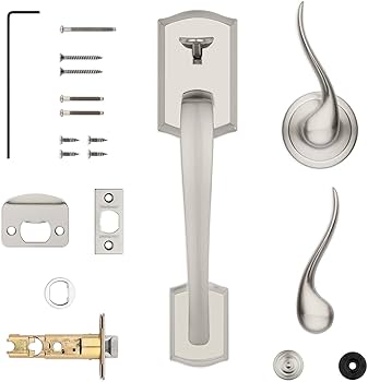 Kwikset Prescott Front Door Handle No Lock, Entry Handleset