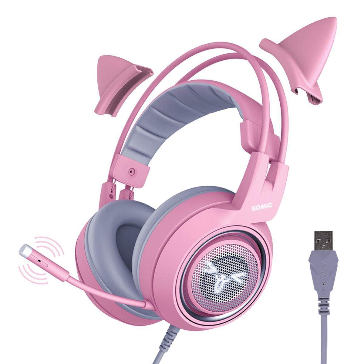 Amazon.co.jp: SOMIC G951-PINK ゲーミングヘッドセット ヘッドセット