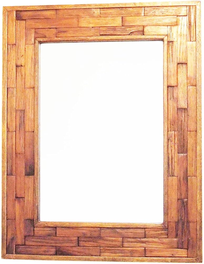 Amazon.co.jp: JHA 木製壁掛け鏡 ウォールミラー アンティークミラー