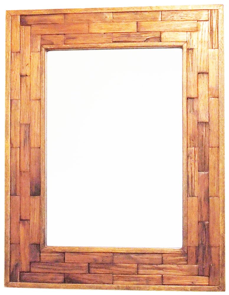 Amazon.co.jp: JHA 木製壁掛け鏡 ウォールミラー アンティークミラー