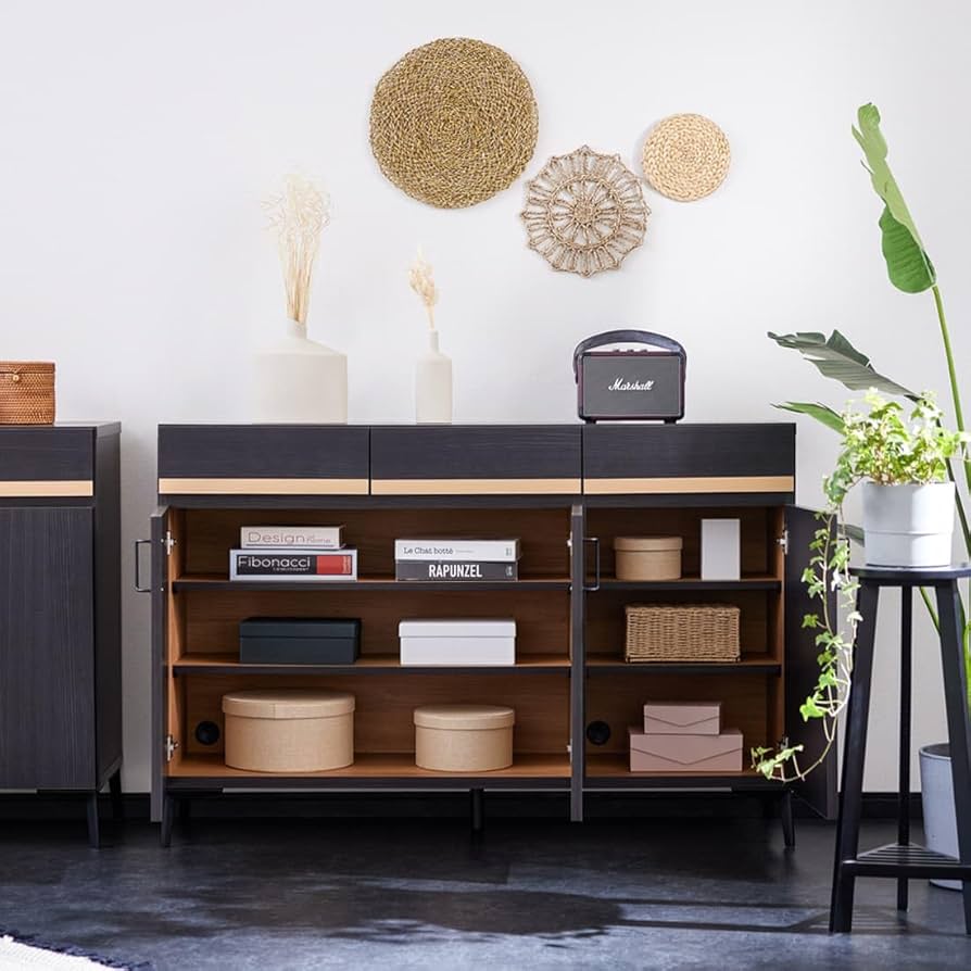 Amazon.co.jp: サイドボード 135cm キャビネット リビング 収納 収納棚