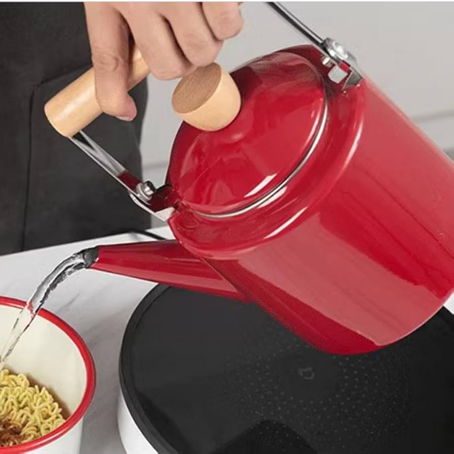 Amazon｜[LISHAwanzhu] ケトル 2.4L レッド ホーロー ケットル やかん