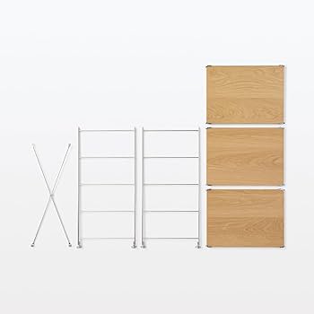 Amazon｜無印良品 ステンレスユニットシェルフ オーク材棚セット 小 幅