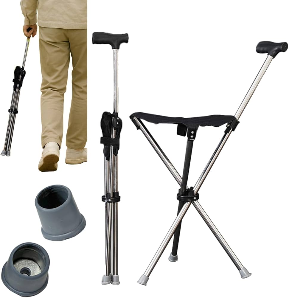 Amazon.co.jp: ステッキ チェア 折りたたみ 椅子 杖 耐荷重120㎏ 2way