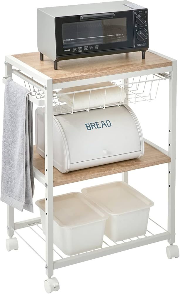 Amazon.co.jp: LOWYA ロウヤ キッチンワゴン スチール ストッパー付