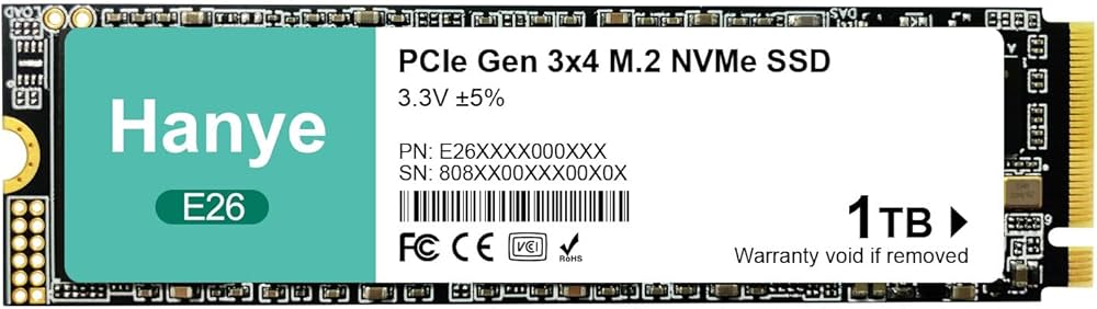 Amazon | Hanye 内蔵型 SSD 1TB PCIe Gen3x4 M.2 NVMe 2280 3500MB/s