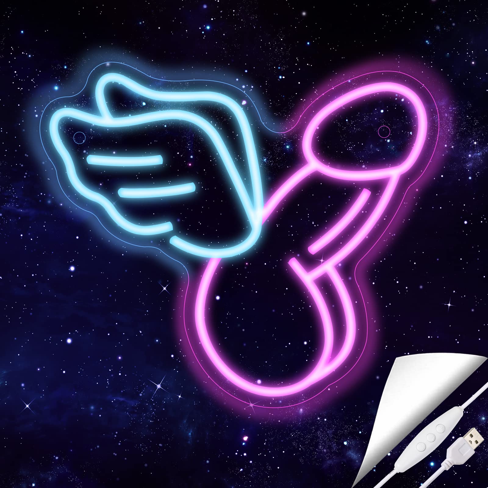 天使の翼 ネオンサイン パープル 壁装飾