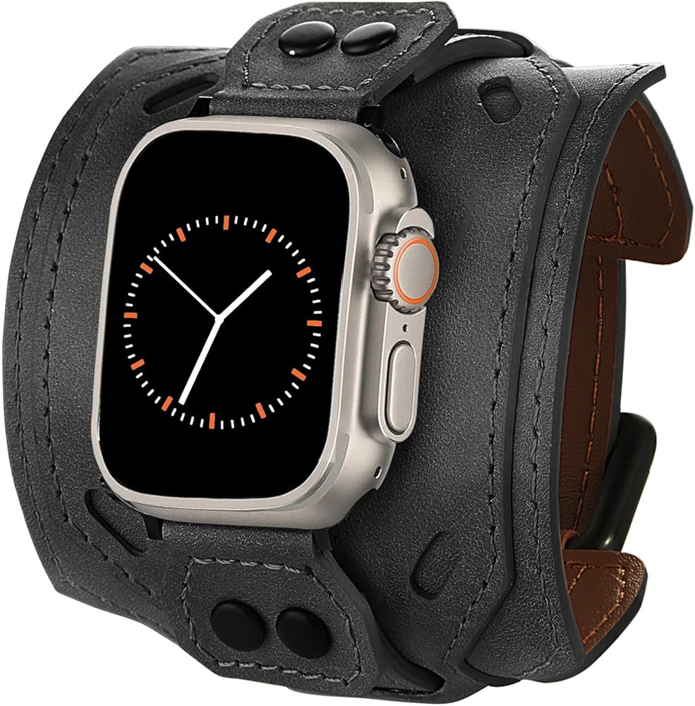 Amazon.com: VIQIV Leather Band Compatible with Apple Watch 45mm