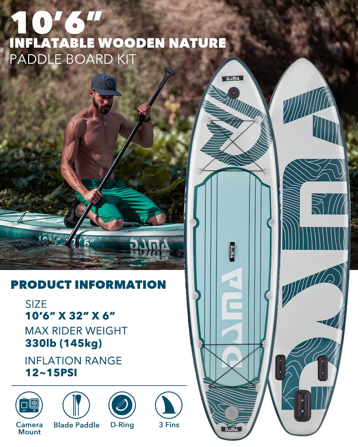 Amazon | DAMA Adventure 10フィート6インチ SUP スタンドアップパドル