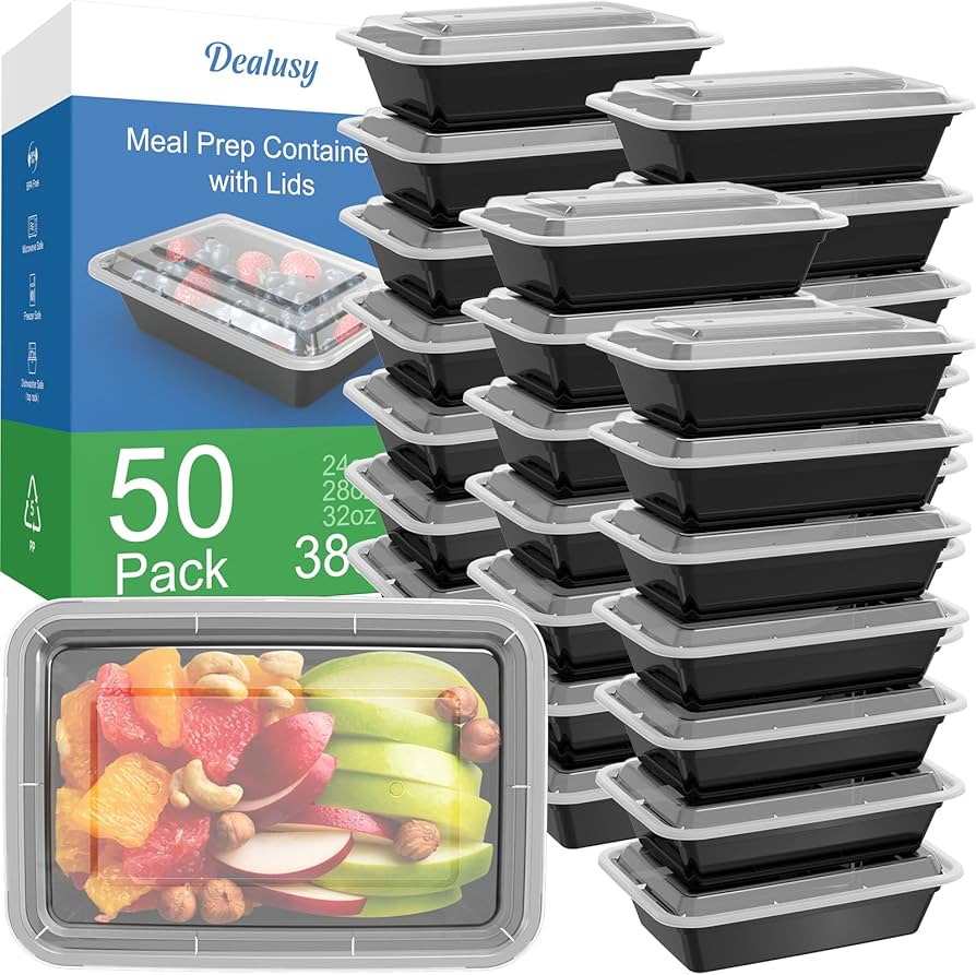 Amazon.com: Dealusy 50 Pack (100-Piece) 38 oz Meal Prep Containers