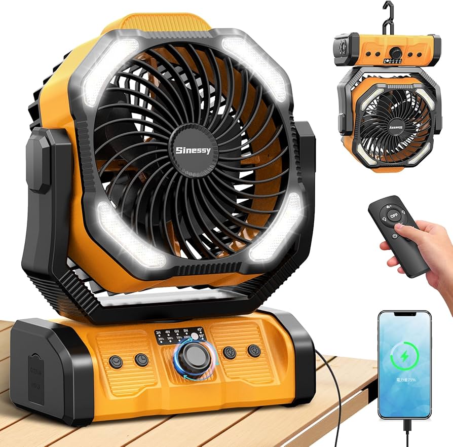 Amazon | 【2024新登場】Sinessy キャンプ 扇風機 首振り 20000mAh大