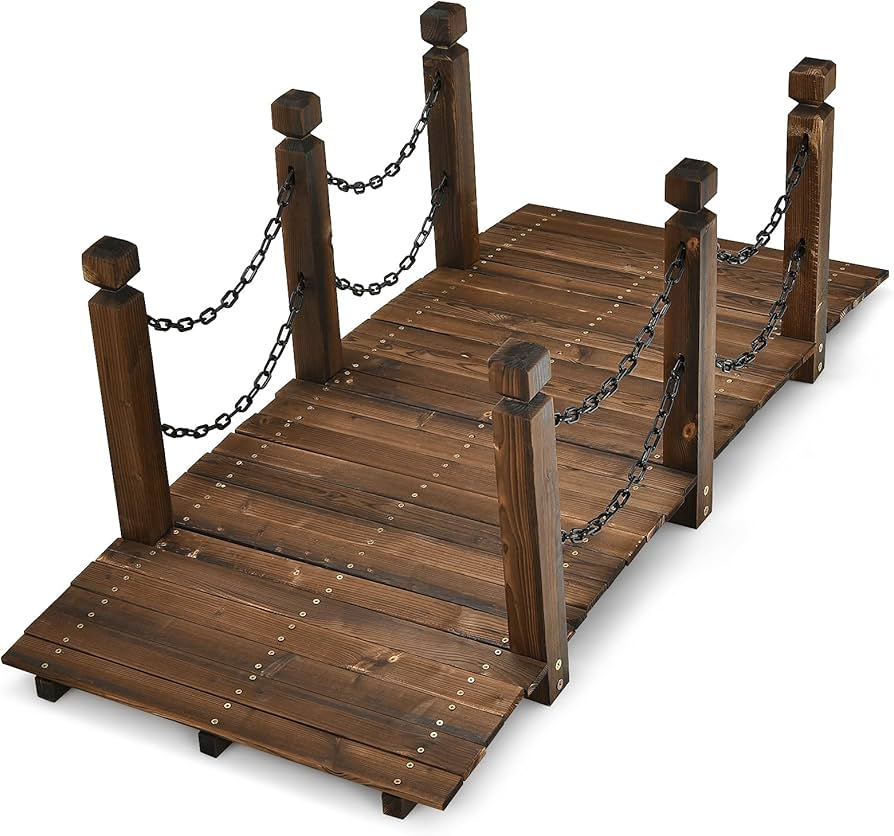 Amazon.com : Giantex 5 FT Wooden Garden Bridge, Stained Wood Arc