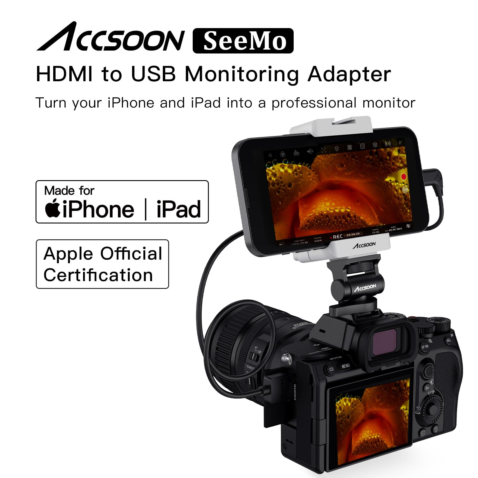 Accsoon SeeMo HDMI to USB C Video Transmitter Adapter for iOS and
