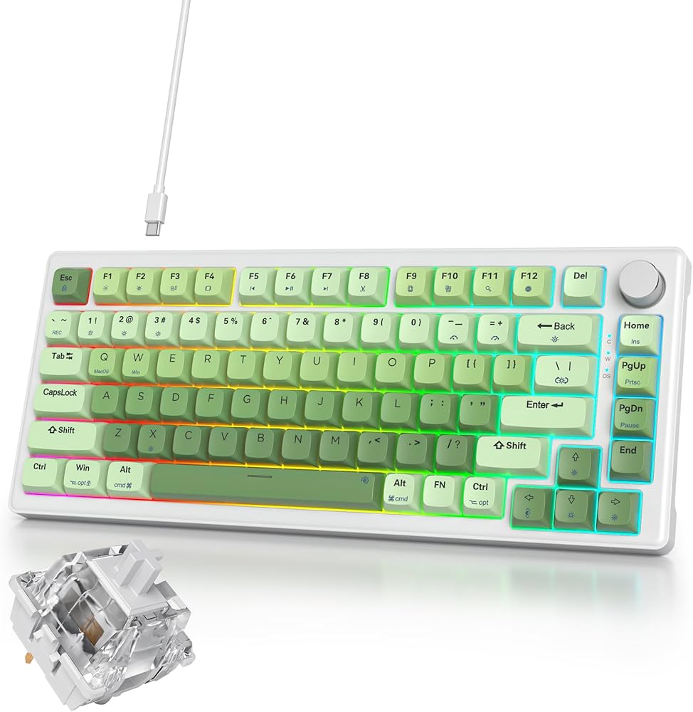 Amazon | Ussixchare 緑のメカニカルキーボード｜キーボード