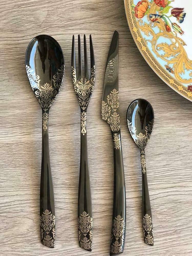 Amazon | ブガッティ カトラリー セット 4個 Riviera Devore ブラック