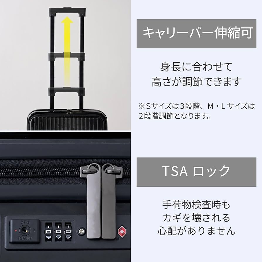 Amazon｜[山善] キャリーケース フロントオープン 機内持ち込み S