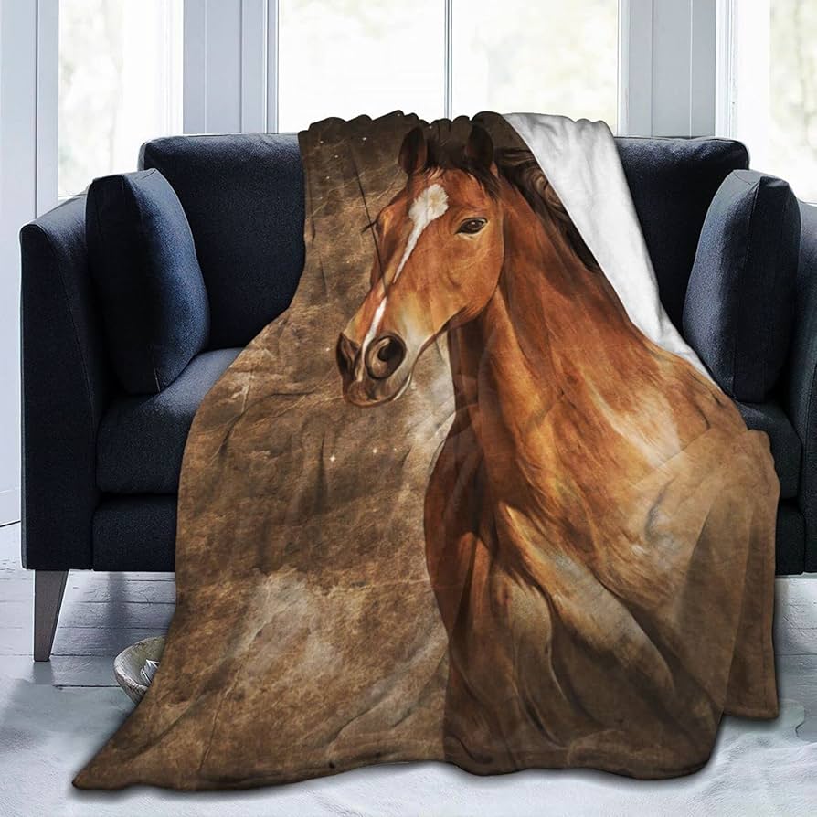 Amazon｜ブランケット 馬柄 ウマ 馬愛好家 総柄 (1) アニメ 毛布