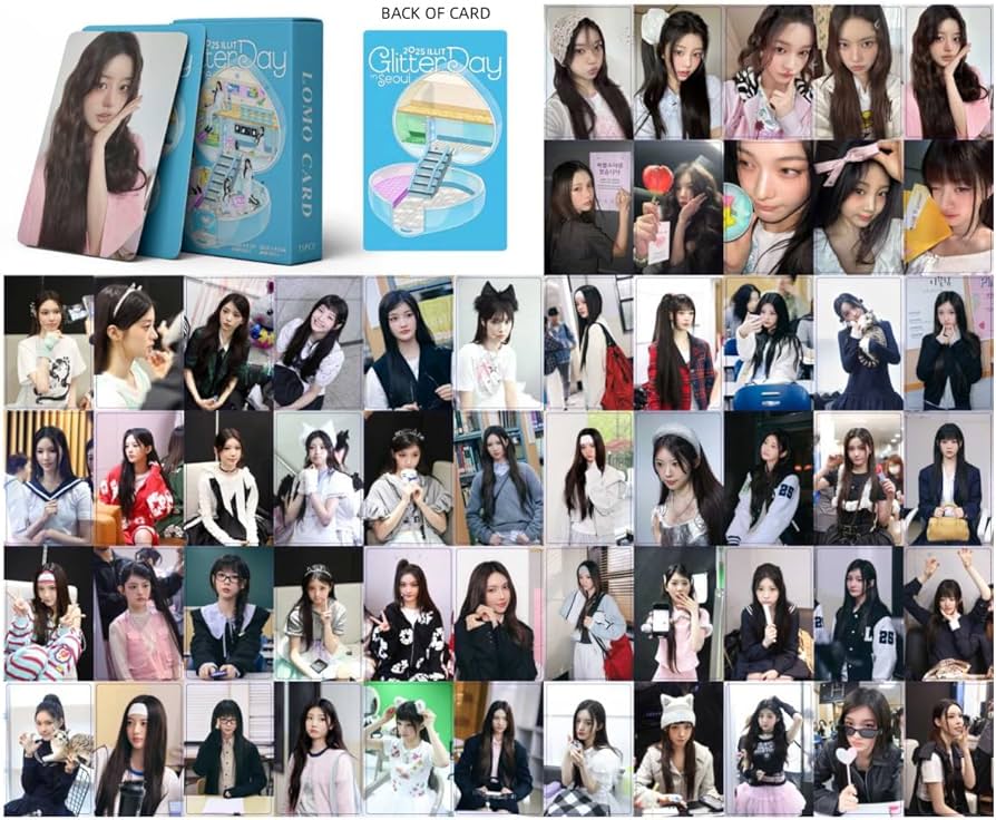55pcs Kpop ILLIT 2025 Glitter Day Cards ILLIT Mini Cards 2025