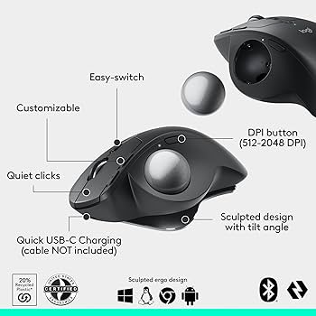 Amazon.com: Logitech MX Ergo S Advanced Wireless Trackball Mouse