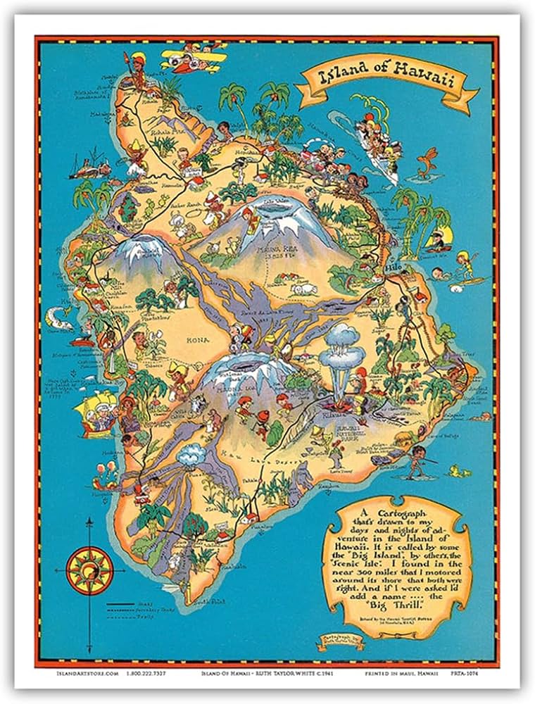 Amazon.co.jp: ハワイのハワイ島（ビッグアイランド）地図 - ハワイ