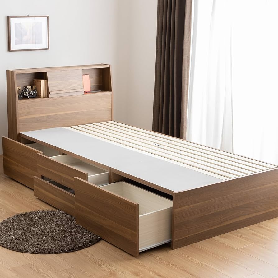 Amazon｜ベッド シングルベッド 収納付き ベッドフレーム シングル