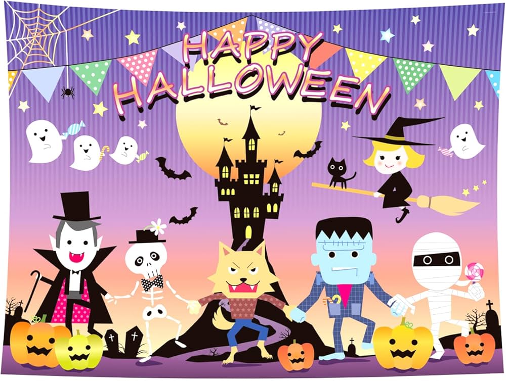 Amazon.co.jp: 200cm×150cm かわいい こわくない ハロウィン 背景布